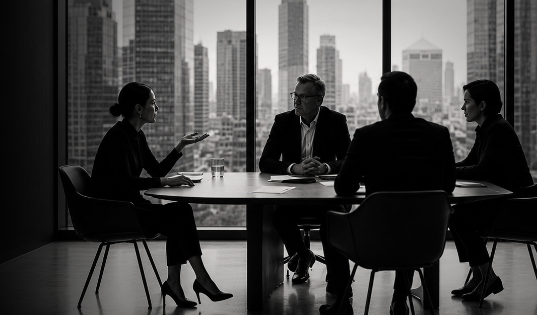 Team meeting in a modern boardroom
